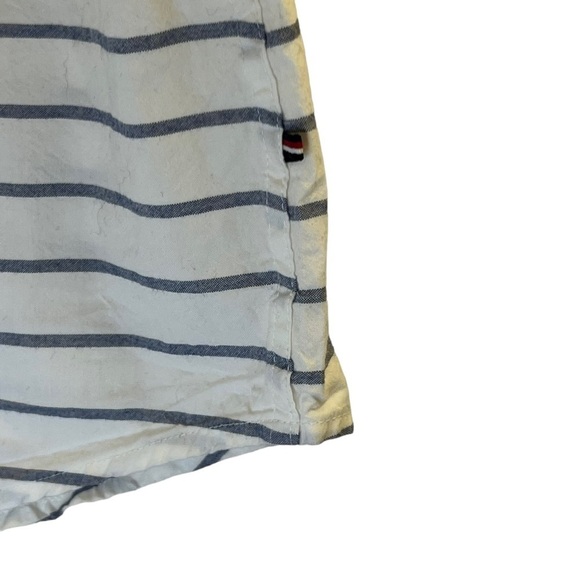 Denim & Flower Men's Shirt L White Blue Stripes Slim Fit Button Down - Picture 3 of 13